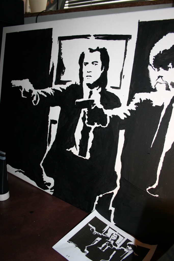 Pulp Fiction Stencil Acryl auf Leinwand